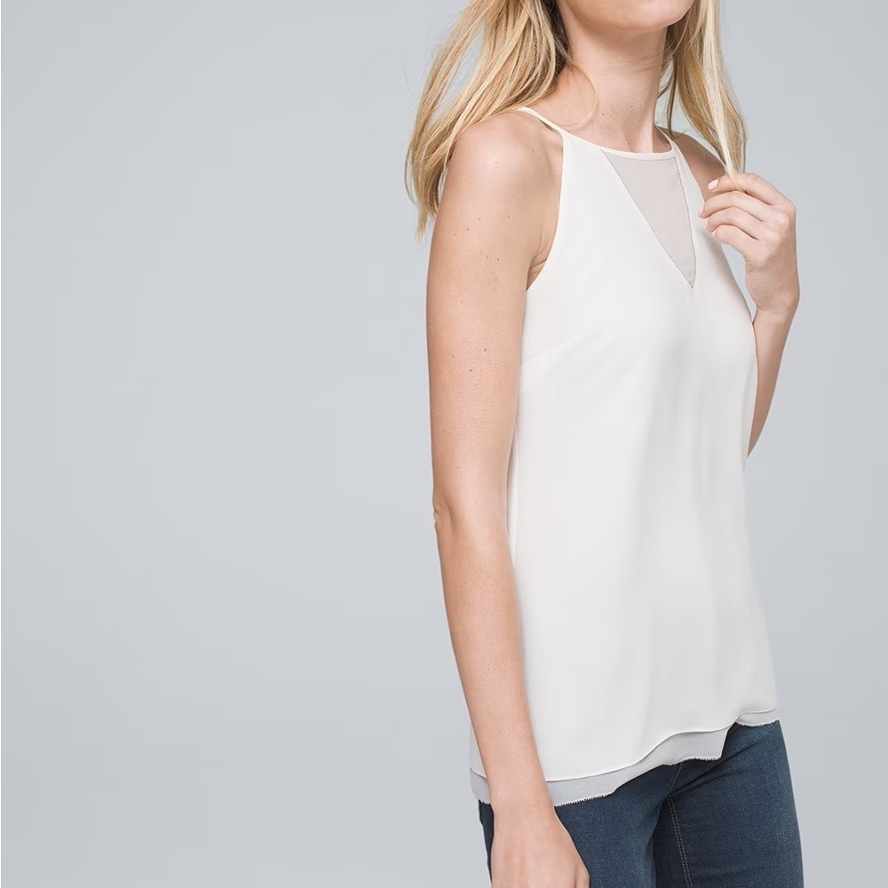 NWOT WHBM Illusion Neckline Halter Top Blouse Size Large